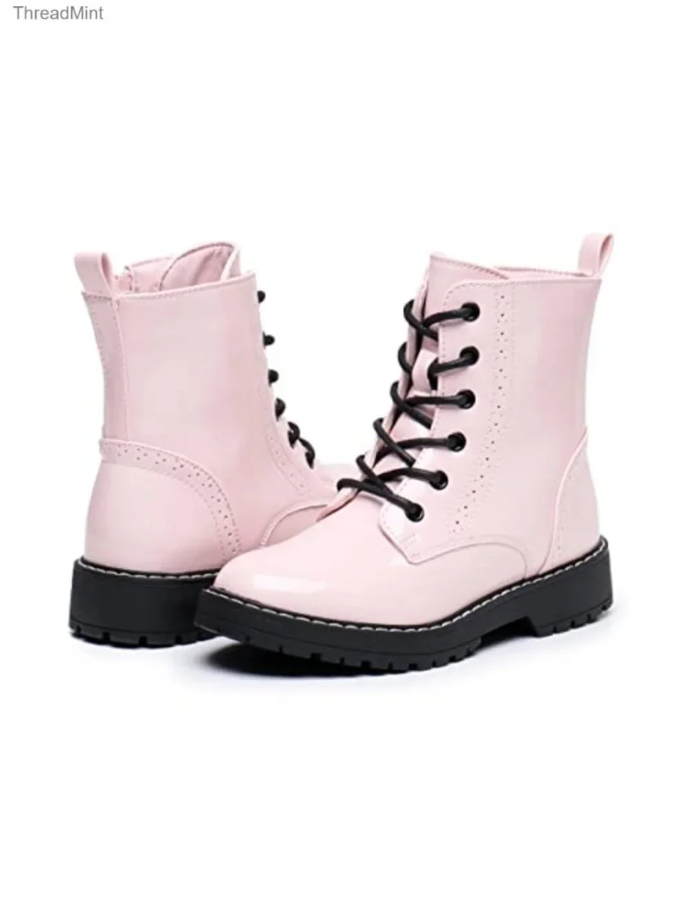Kids Combat Boots Side Zipper Round Toe Water Resistant Ankle Boots
